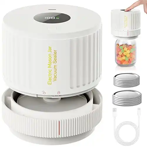 Electric Mason Jar Vacuum Sealer Kit - Wide Mouth and Regular Mouth Mason Jar